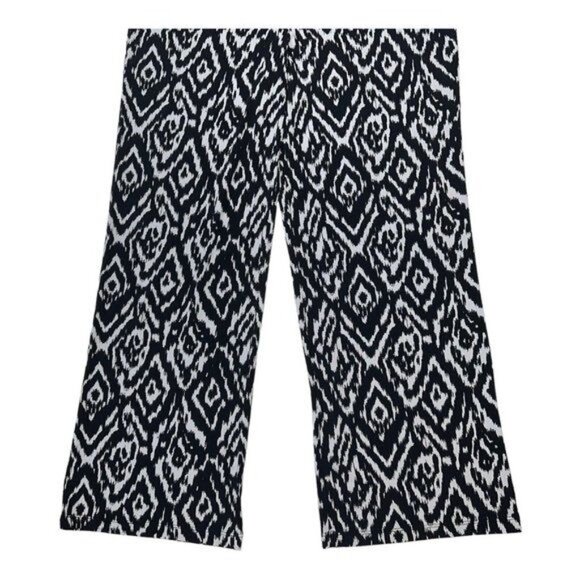 New Directions Palazzo Pants Women's SZ M- Black White Abstract Wide Leg Pull On - Picture 9 of 10